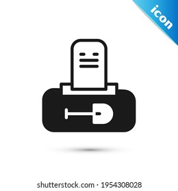 Grey Grave with tombstone icon isolated on white background.  Vector