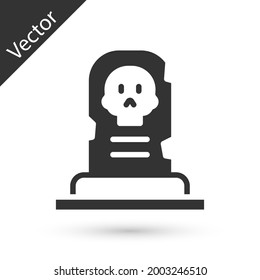 Grey Grave with tombstone icon isolated on white background.  Vector