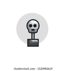 Grey Gravestone for Halloween Illustration with White Background