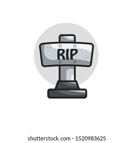 Grey Gravestone for Halloween Illustration with White Background