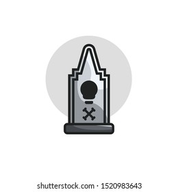 Grey Gravestone for Halloween Illustration with White Background