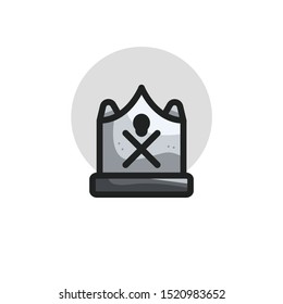 Grey Gravestone for Halloween Illustration with White Background