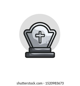 Grey Gravestone for Halloween Illustration with White Background