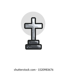 Grey Gravestone for Halloween Illustration with White Background