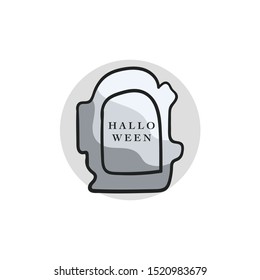Grey Gravestone for Halloween Illustration with White Background