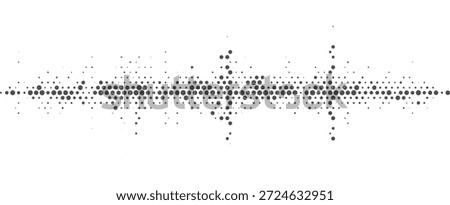 Grey Grayscale Halftone Sound Frequency Waveform Abstract Audio Signal Visualization Minimalist Design Vector Illustration