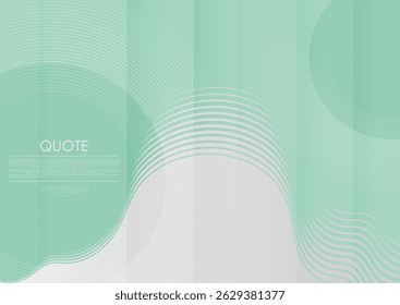 Grey and green abstract minimal elegant background with circles and waves. Vector brochure graphic design