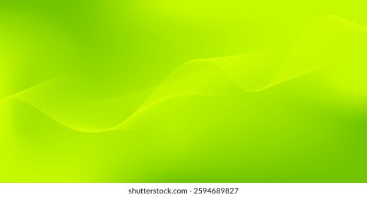 Grey Green background. Green wave lines. Flowing waves Abstract digital equalizer sound wave Flow Line Vector illustration for tech futuristic innovation concept. Dark background Graphic design Curve