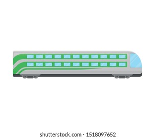 Grey And Green Double Decker Locomotive Flat Vector Illustration