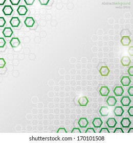 Grey and Green Hexagonal Honeycomb Abstract Background - Vector EPS10 