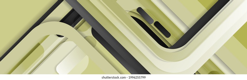 Grey and green minimal geometric abstract technology banner. Vector background