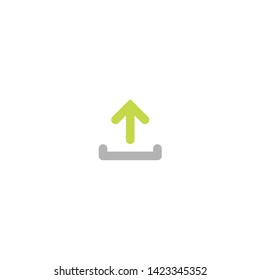 grey and green rounded arrow up icon. Isolated on white. Upload icon.  Upgrade sign. North pointing arrow.