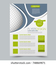 Grey and green vector flyer, brochure, annual report cover template. Business and education a4 design.