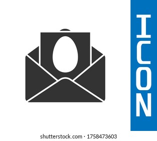 Grey Greeting card with Happy Easter icon isolated on white background. Celebration poster template for invitation or greeting card.  Vector Illustration