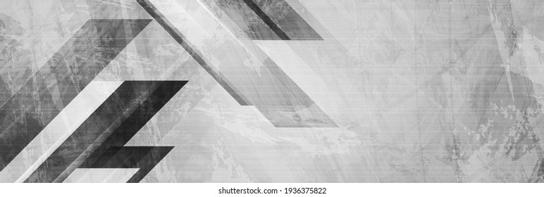 Graue Grunge Streifen abstraktes Tech-Banner-Design. Geometrischer Vektorhintergrund