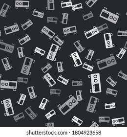 Grey Guitar amplifier icon isolated seamless pattern on black background. Musical instrument. Vector.