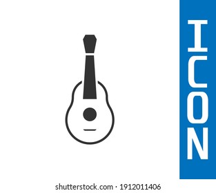 Grey Guitar icon isolated on white background. Acoustic guitar. String musical instrument.  Vector