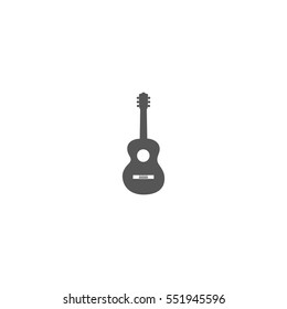 Grey guitar icon or symbol isolated on white backgorund.