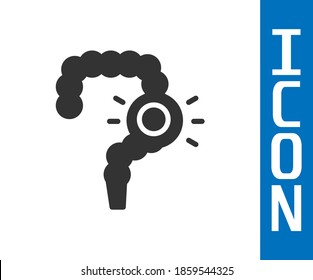 Grey Gut constipation icon isolated on white background. Bowel problems.  Vector