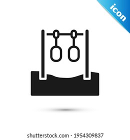 Grey Gymnastic rings icon isolated on white background. Playground equipment with hanging rope with rings.  Vector