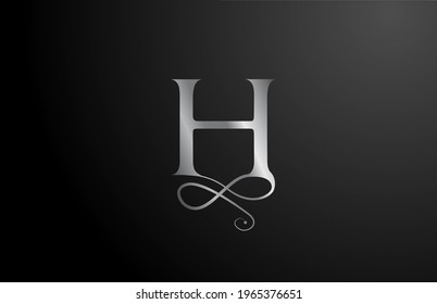 diseño de icono del logotipo de la letra en monograma elegante de color gris H. Brújula corporativa de vintage para productos de lujo y empresa