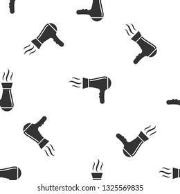 Grey Hair dryer icon isolated seamless pattern on white background. Hairdryer sign. Hair drying symbol. Blowing hot air. Vector Illustration