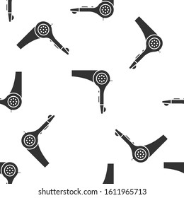 Grey Hair dryer icon isolated seamless pattern on white background. Hairdryer sign. Hair drying symbol. Blowing hot air.  Vector Illustration