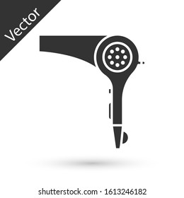 Grey Hair dryer icon isolated on white background. Hairdryer sign. Hair drying symbol. Blowing hot air.  Vector Illustration