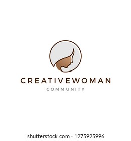 grey hair woman logo vector icon illustration line outline monoline