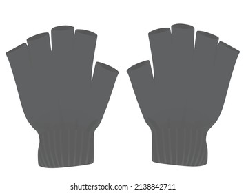 Guantes de medio dedo gris. ilustración vectorial