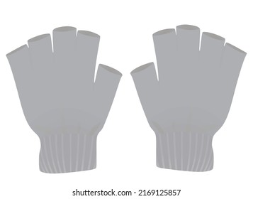 Grey half finger gloves. vector illustration