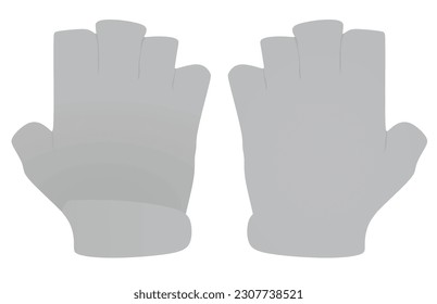 Grey half finger gloves. vector illustration