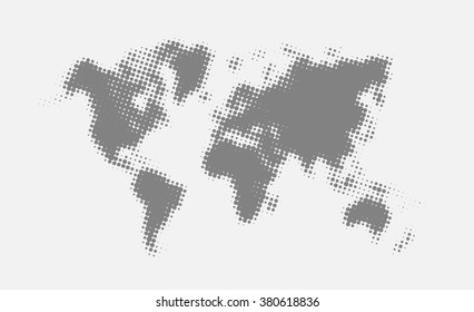 Grey halftone world map 
