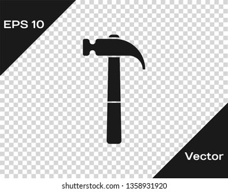 Grey Hammer icon isolated on transparent background. Tool for repair. Vector Illustration