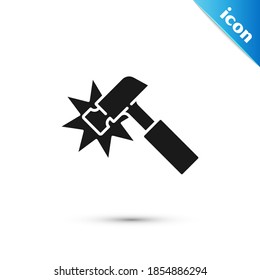 Grey Hammer icon isolated on white background. Tool for repair.  Vector