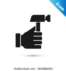 Grey Hammer icon isolated on white background. Tool for repair.  Vector