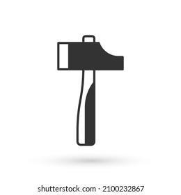 Grey Hammer icon isolated on white background. Tool for repair.  Vector