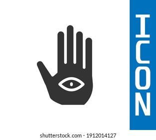 Grey Hamsa hand icon isolated on white background. Hand of Fatima - amulet, symbol of protection from devil eye.  Vector