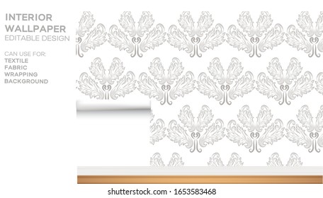  Grey  hand drawn background. Vintage pattern. Retro victorian. Ornament in damascus style. Can use for textile, fabric,fashion,wrapping,packaging