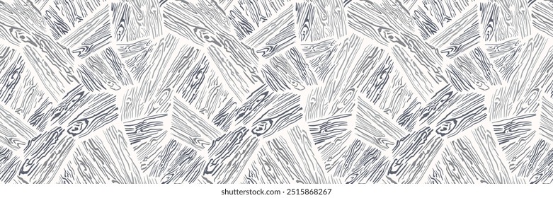 Patrón sin fisuras de árboles estilizados dibujados a mano gris. Textura dibujada a mano de Vector. Fondo abstracto del árbol de líneas. Estampado de adorno liso