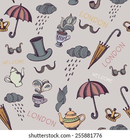 grey hand drawn vector british background