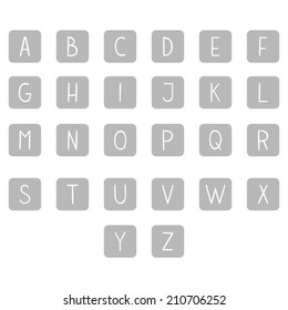 Grey hand drawn vector full alphabet. The vector Roman alphabet. For ui, web games, tablets, wallpapers, and patterns.