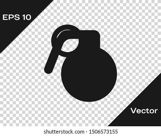 Grey Hand grenade icon isolated on transparent background. Bomb explosion.  Vector Illustration