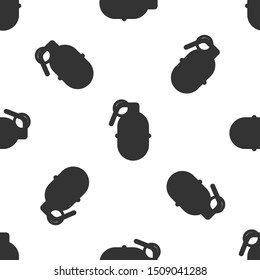 Grey Hand grenade icon isolated seamless pattern on white background. Bomb explosion.  Vector Illustration