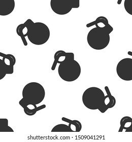 Grey Hand grenade icon isolated seamless pattern on white background. Bomb explosion.  Vector Illustration