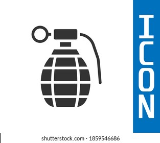 Grey Hand grenade icon isolated on white background. Bomb explosion.  Vector