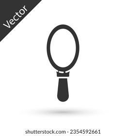 Icono de espejo de mano gris aislado en fondo blanco.  Ilustración vectorial