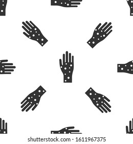 Grey Hand with psoriasis or eczema icon isolated seamless pattern on white background. Concept of human skin response to allergen or chronic body problem.  Vector Illustration