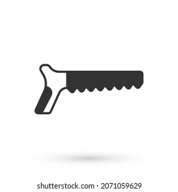 Grey Hand saw icon isolated on white background.  Vector