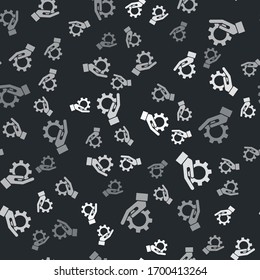 Icono de ajuste de la mano gris aislado sin fisuras en el fondo negro. Ajuste, servicio, mantenimiento, reparación, reparación. Ilustración vectorial